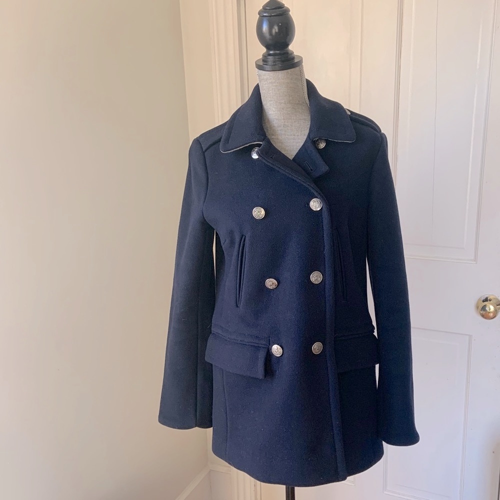 Madewell Navy Double-Breasted Wool Peacoat